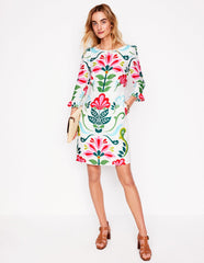 Boden Linen Flute Sleeve Dress - Ivory, Decorative Stems