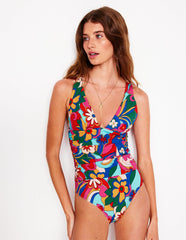 Boden Mykonos Deep V Swimsuit - Multi, Blossomy Pop