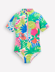 Boden Short - sleeved Swimsuit - Multi Tropical Fruit