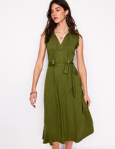 Boden Aria Broderie Trim Midi Dress - Deep Olive