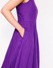 Boden Carla Linen Midi Dress - Royal Purple