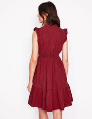 Boden Wren Double Cloth Short Dress - Garnet Red