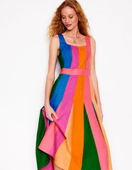 Boden Seam Detail Fit & Flare Dress - Multi Colourblock