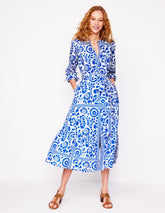 Boden Mia Tiered Shirt Dress - Gallery Blue, Vine Tile