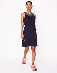 Boden Eleni Embroidered Short Dress - Navy