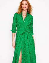 Boden Amy Broderie Midi Shirt Dress - Rich Emerald