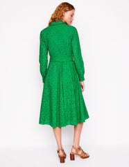 Boden Amy Broderie Midi Shirt Dress - Rich Emerald