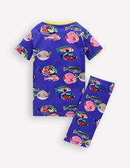 Boden Snug Short John Glow Pyjamas - Blue Heron Fish