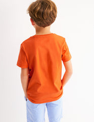 Boden Chain Stitch T-shirt - Hot Coral tiger