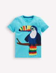 Boden Zip Applique T-shirt - Barbados Beach Toucan