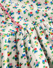 Boden Puff Sleeve Double Cloth Dress - Soft Ivory Ditsy Floral