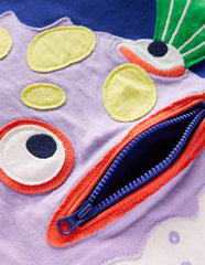 Boden Zip Applique T-shirt - Bright Blue Puffer