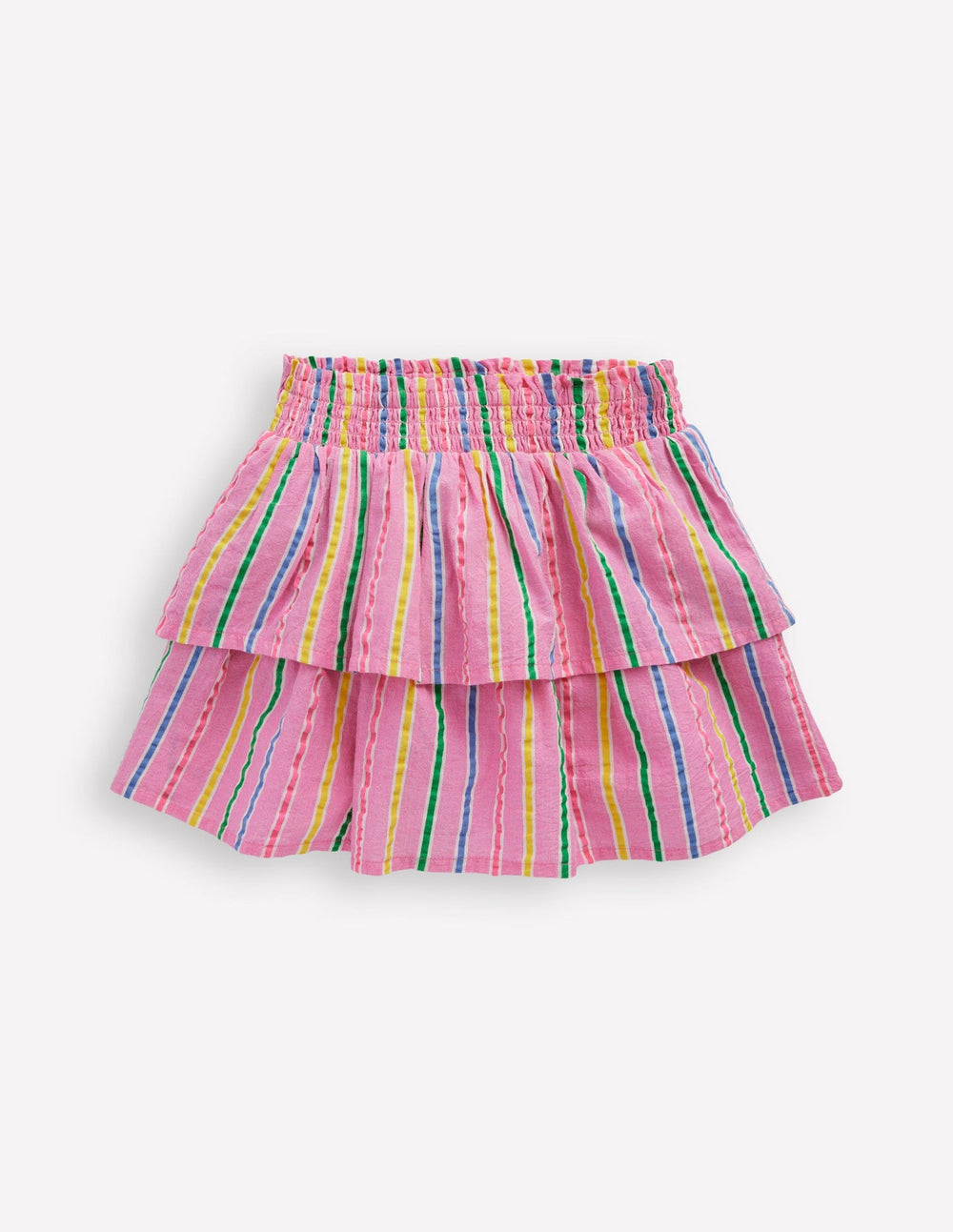Boden Tiered Woven Skirt - Pink Multi Stripe