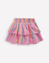 Boden Tiered Woven Skirt - Pink Multi Stripe