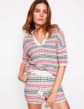 Boden Collared Henley Sweater - Multi, Rainbow