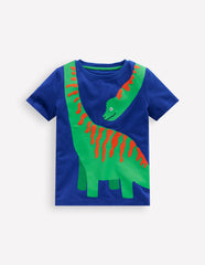 Boden Fun Graphic T-shirt - Bright Blue Dino