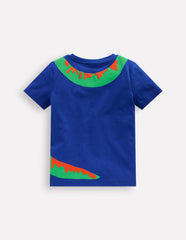 Boden Fun Graphic T-shirt - Bright Blue Dino