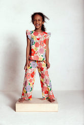 Boden Frill Sleeve Woven Top - Multi Summer Garden