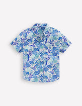 Boden Cotton Linen Shirt - Blue Coral Cove