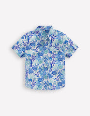 Boden Cotton Linen Shirt - Blue Coral Cove