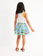 Boden Tiered Jersey Skort - Caribbean Blue Poolside Pets
