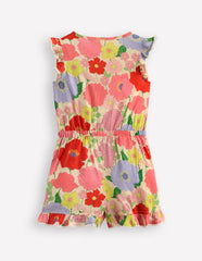 Boden Button Through Ruffle Playsuit - Multi Summer Garden