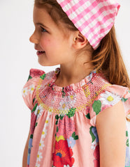 Boden Holiday Smocked Dress - Chalk Pink Flower