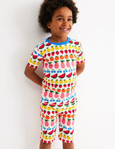 Boden Snug Short John Pajamas - Fruit Stripe