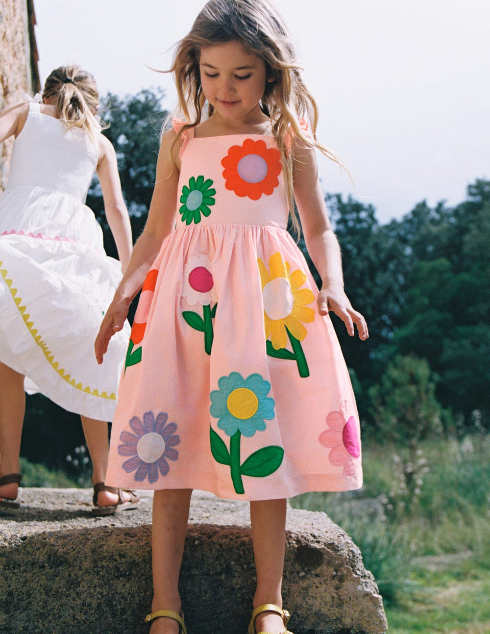 Boden Annalisa Appliqué Sundress - Pink Flower