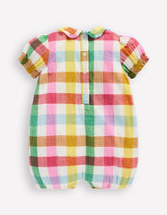 Boden Double Cloth Romper - Multi Check