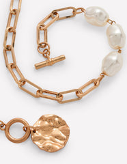 Boden Weathered Faux Pearl Necklace - Gold/Pearl