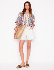 Boden Cut Off Denim Shorts - White