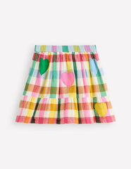 Boden Double Cloth Printed Skirt - Multi Heart Check