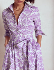 Boden Amy Cotton Midi Shirt Dress - Pretty Violet, Deco Palm