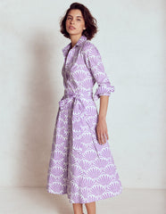Boden Amy Cotton Midi Shirt Dress - Pretty Violet, Deco Palm