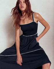Boden Smocked Trim Maxi Dress - Navy