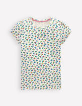 Boden Short Sleeve Pointelle Top - Soft Ivory Ditsy Floral