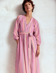 Boden Faye Cotton Maxi Dress - Sorbet Pink, Seersucker Stripe