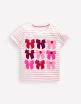 Boden Bay Boucle T-shirt - Stripe Bows