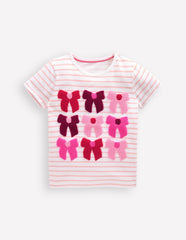 Boden Bay Boucle T-shirt - Stripe Bows