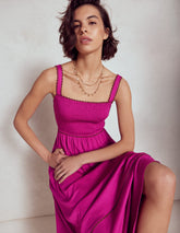 Boden Smocked Trim Maxi Dress - Fuchsia