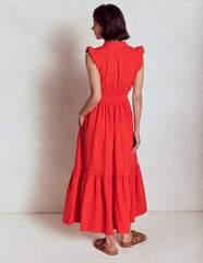 Boden Wren Double Cloth Midi Dress - Strawberry Tart Red