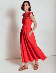 Boden Wren Double Cloth Midi Dress - Strawberry Tart Red