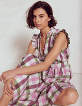 Boden Wren Double Cloth Midi Dress - Pink and Green Multigingham