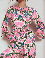 Boden Kimono Sleeve Jumpsuit - Meadowsweet Pink, Freesia