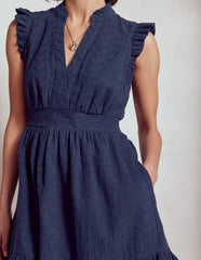 Boden Wren Double Cloth Short Dress - Navy