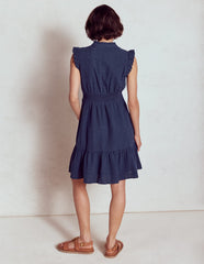 Boden Wren Double Cloth Short Dress - Navy
