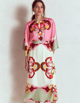 Boden Flute Sleeve Midi Dress - Pink Rose, Ornate Reflection