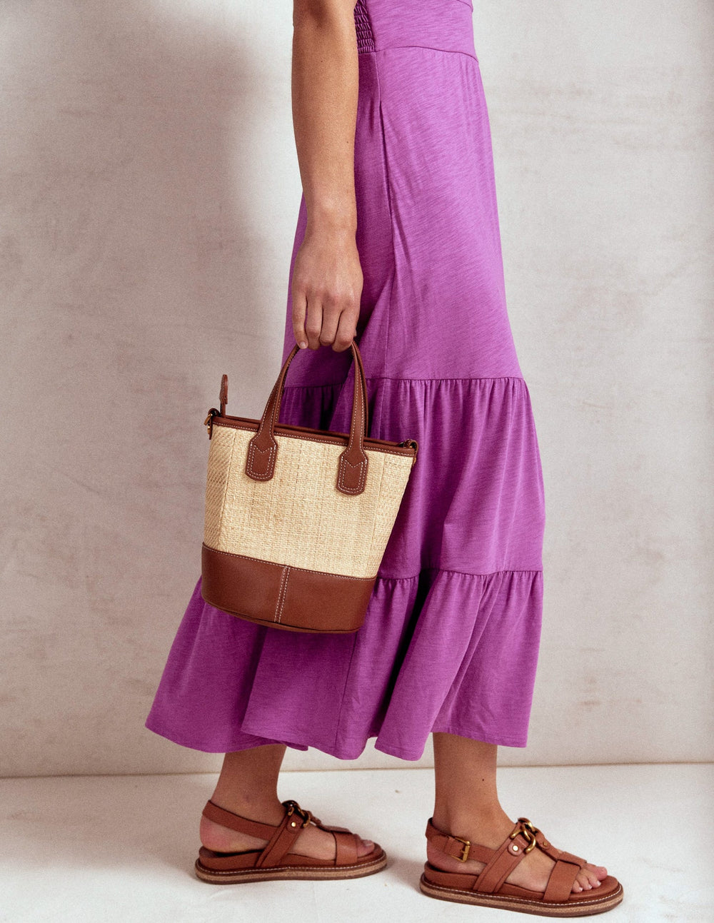 Boden Eloise Tiered Jersey Dress - Foxglove Purple