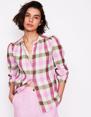 Boden Gingham Double Cloth Top - Pink and Green Gingham